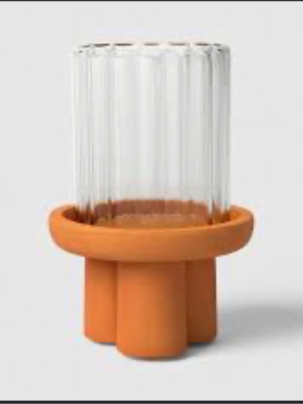 New! Threshold Terracotta Base Fluted Glass Candle Holder